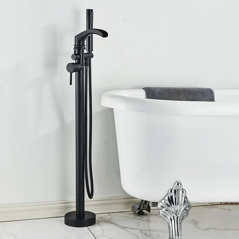 SaniSupreme Bath tap Ancona freestanding model with hand shower matt black