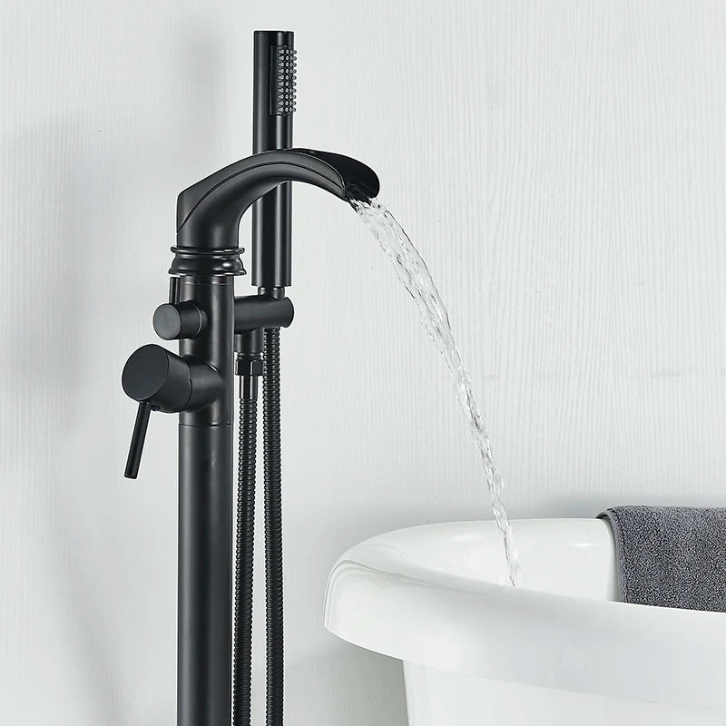 SaniSupreme Bath tap Ancona freestanding model with hand shower matt black