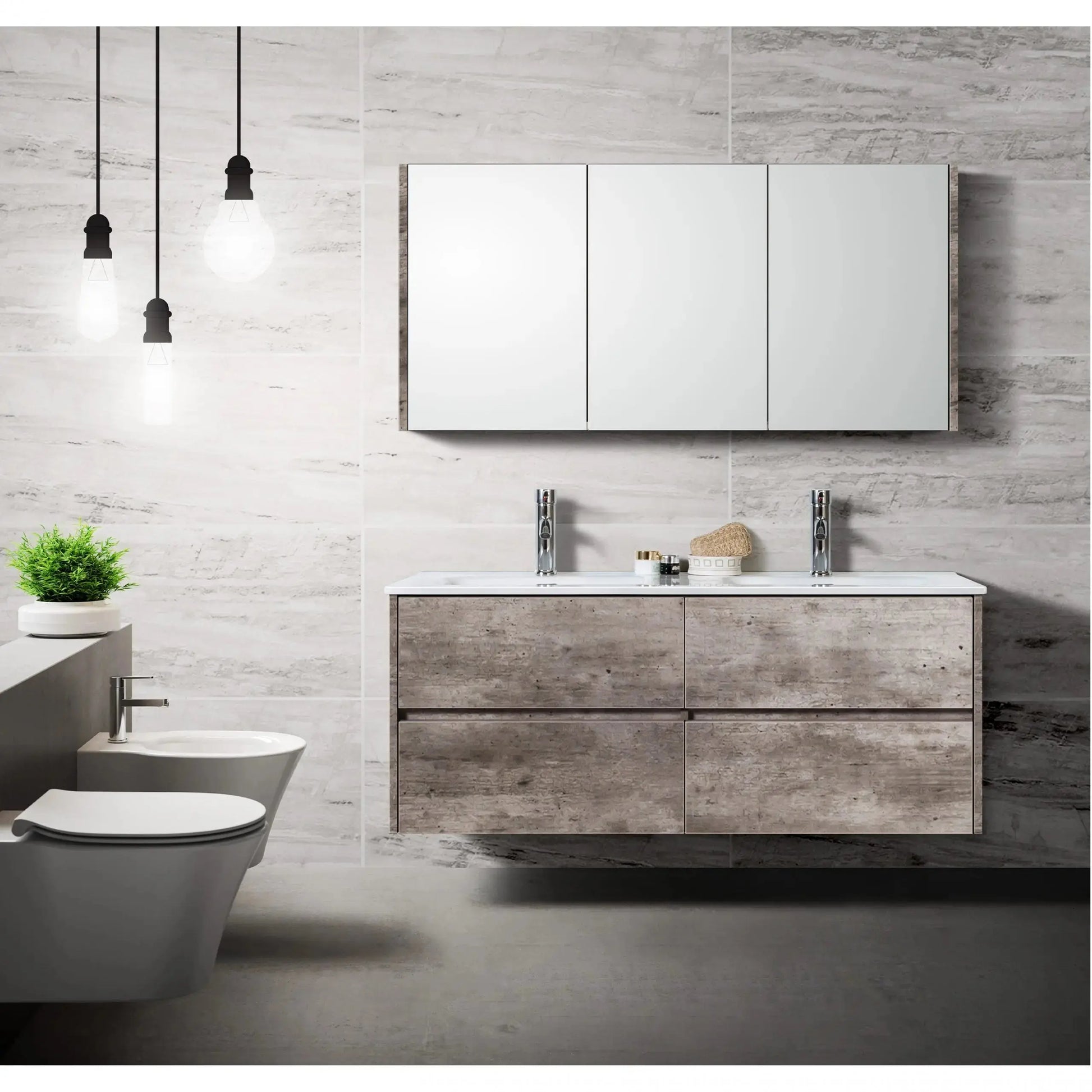 SaniSupreme Badmeubel Set Abruzzo Dubbele wastafel 120cm Steen Sanisupreme