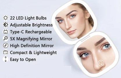 Mini Make-up spiegel SaniSupreme® HighLine  met LED Verlichting USB 5x Vergroting Roze