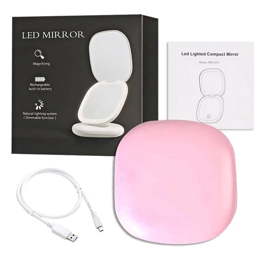 Mini Make-up spiegel SaniSupreme® HighLine  met LED Verlichting USB 5x Vergroting Roze