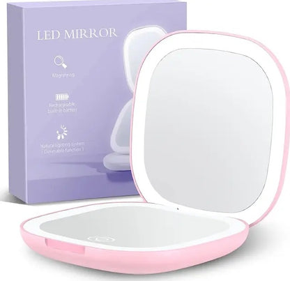Mini Make-up spiegel SaniSupreme® HighLine  met LED Verlichting USB 5x Vergroting Roze