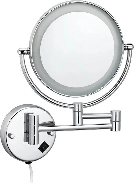 Make-up Spiegel Serra met led verlichting uitrekbaar RVS 5 verschillende kleuren Ø20cm kantelbaar en draaibaar SaniSupreme