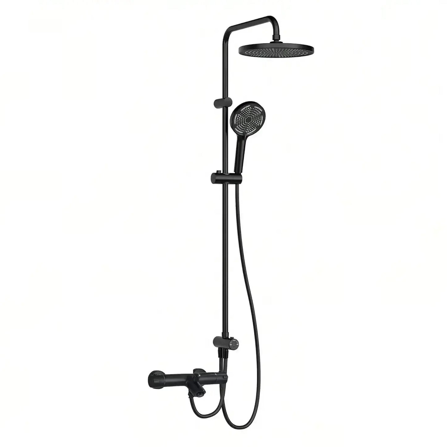 SaniSupreme Malibu opbouw bad doucheset thermostatisch 20 cm. mat zwart rond Sanisupreme