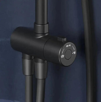 SaniSupreme Malibu opbouw bad doucheset thermostatisch 20 cm. mat zwart rond Sanisupreme