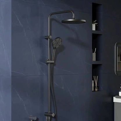 SaniSupreme Malibu opbouw bad doucheset thermostatisch 20 cm. mat zwart rond Sanisupreme