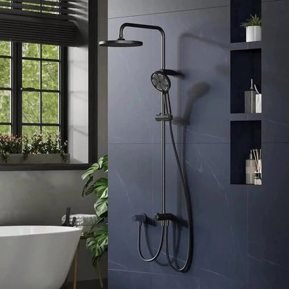 SaniSupreme Malibu opbouw bad doucheset thermostatisch 20 cm. mat zwart rond Sanisupreme