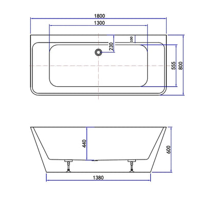 Monaris 180 cm vrijstaand bad Mat Wit