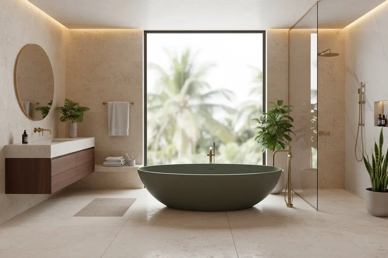 Monteré Army 180 cm vrijstaand bad Army Green SaniSupreme