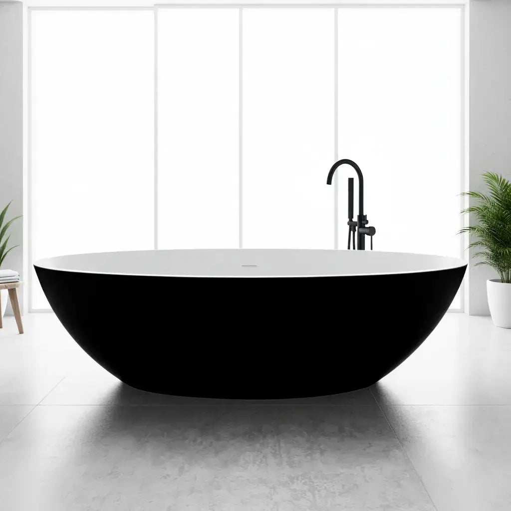 Monteré Black & White 180 cm vrijstaand bad Zwart en Wit SaniSupreme