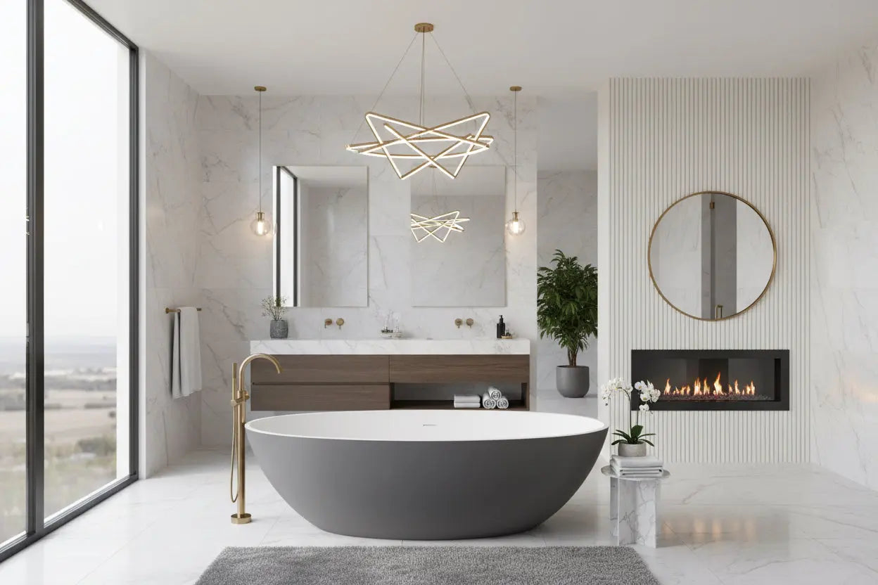 Monteré Greywhite 180 cm vrijstaand ligbad Grijs en Wit SaniSupreme