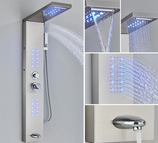 Shower panel Rain shower SaniSupreme® Capri silver brush 