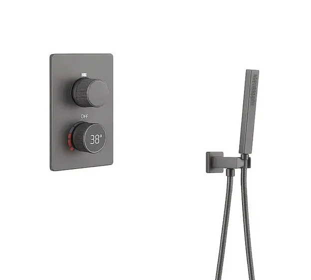 SaniSupreme AquaFlow-AeroLine Inbouw Doucheset LCD Display 30 cm Gunmetal Sanisupreme