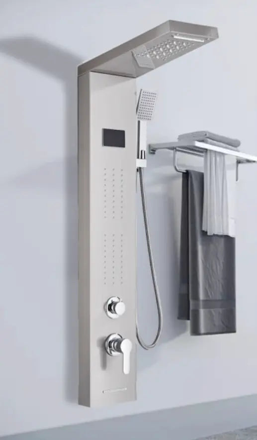 TWEEDEKANS Douchepaneel Opbouwdouche SaniSupreme® Napoli LCD Premium Zilver RVS brushed Sanisupreme