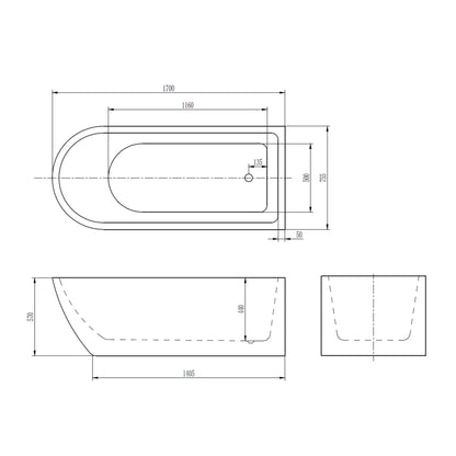 vrijstaand bad Nebula Éclipse 170 cm – luxe design ligbad SaniSupreme