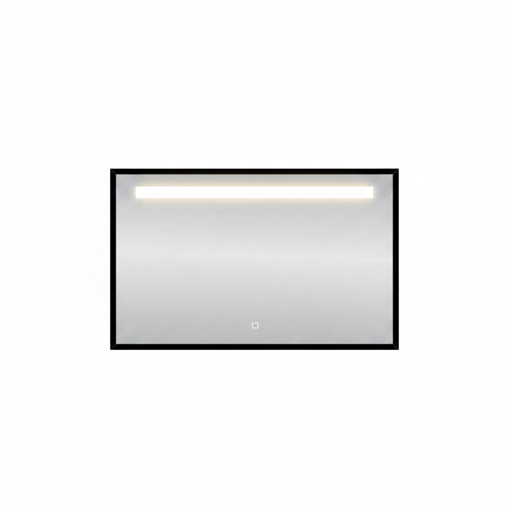 Spiegel Noravela Mat Zwart rechthoek met led verlichting 100x80 moderne badkamer SaniSupreme Sanisupreme