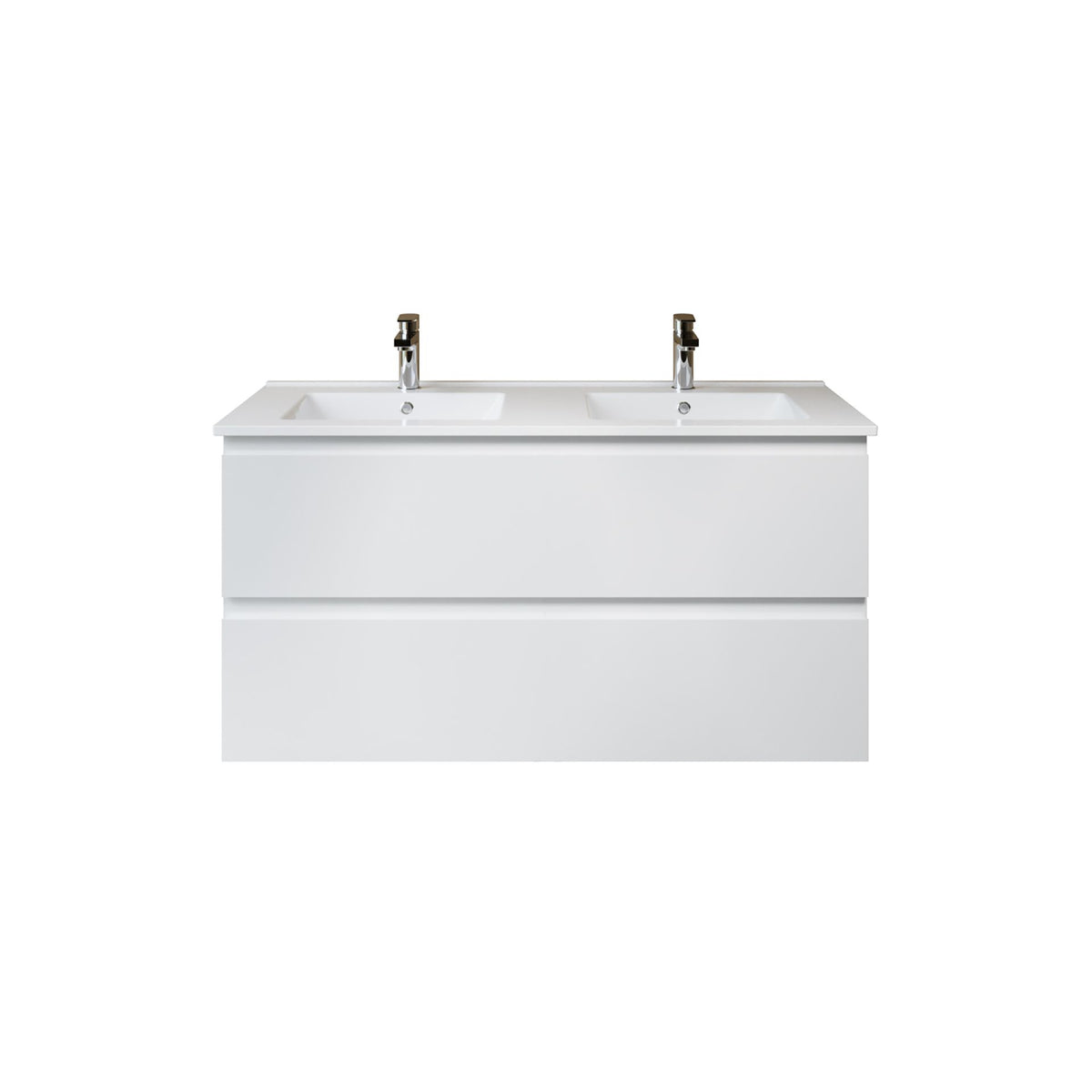 Nuvessa Wastafelonderkast 118 cm Mat Wit 2 Softclose Lades Greeploos SaniSupreme2
