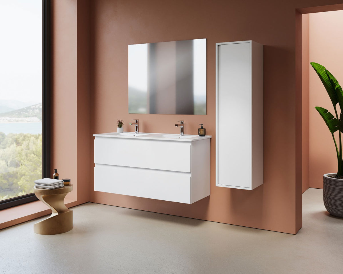 Nuvessa Wastafelonderkast 118 cm Mat Wit 2 Softclose Lades Greeploos SaniSupreme3