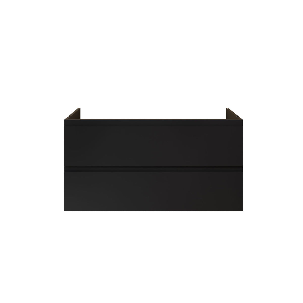 Nuvessa Wastafelonderkast 118 cm Mat zwart 2 Softclose Lades Greeploos SaniSupreme
