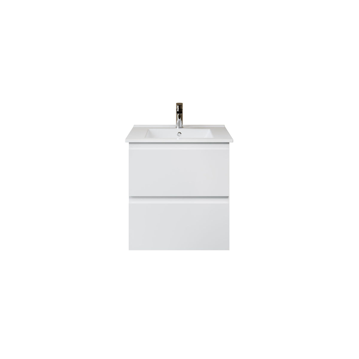 Nuvessa Wastafelonderkast 56 cm Mat Wit 2 Softclose Lades Greeploos SaniSupreme2
