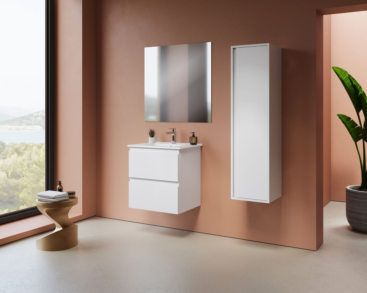 Nuvessa Wastafelonderkast 56 cm Mat Wit 2 Softclose Lades Greeploos SaniSupreme3