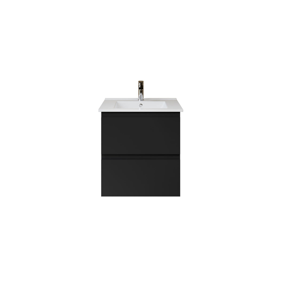 Nuvessa Wastafelonderkast 56 cm Mat zwart 2 Softclose Lades Greeploos SaniSupreme2
