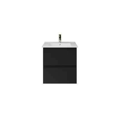 Nuvessa Wastafelonderkast 56 cm Mat zwart 2 Softclose Lades Greeploos SaniSupreme2