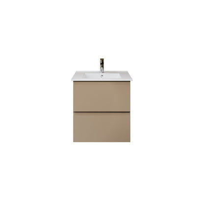 Nuvessa Wastafelonderkast 56 cm Zand 2 Softclose Lades Greeploos SaniSupreme2