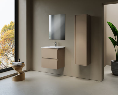 Nuvessa Wastafelonderkast 56 cm Zand 2 Softclose Lades Greeploos SaniSupreme3