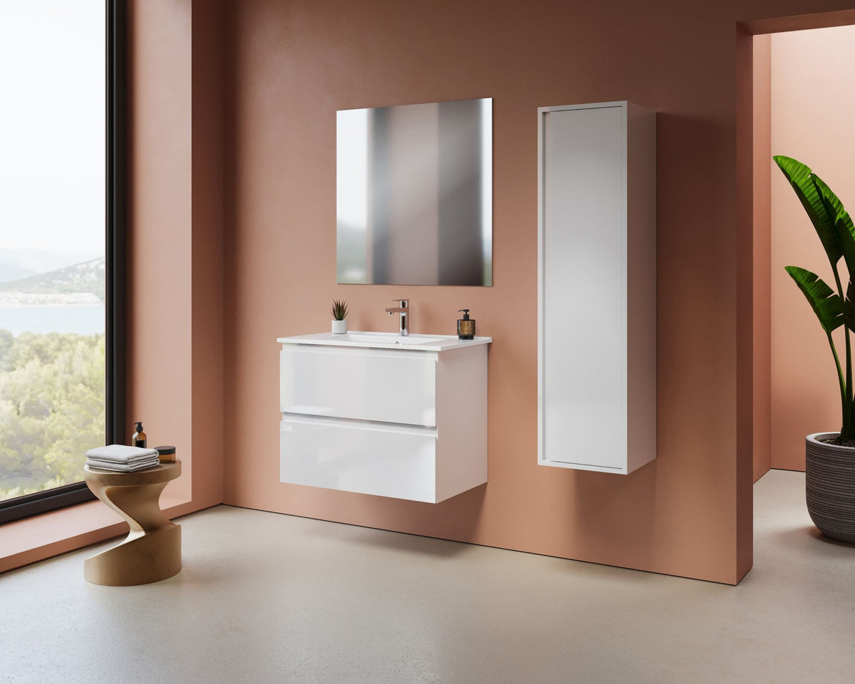 Nuvessa Wastafelonderkast 76 cm Glanzend Wit 2 Softclose Lades Greeploos SaniSupreme3