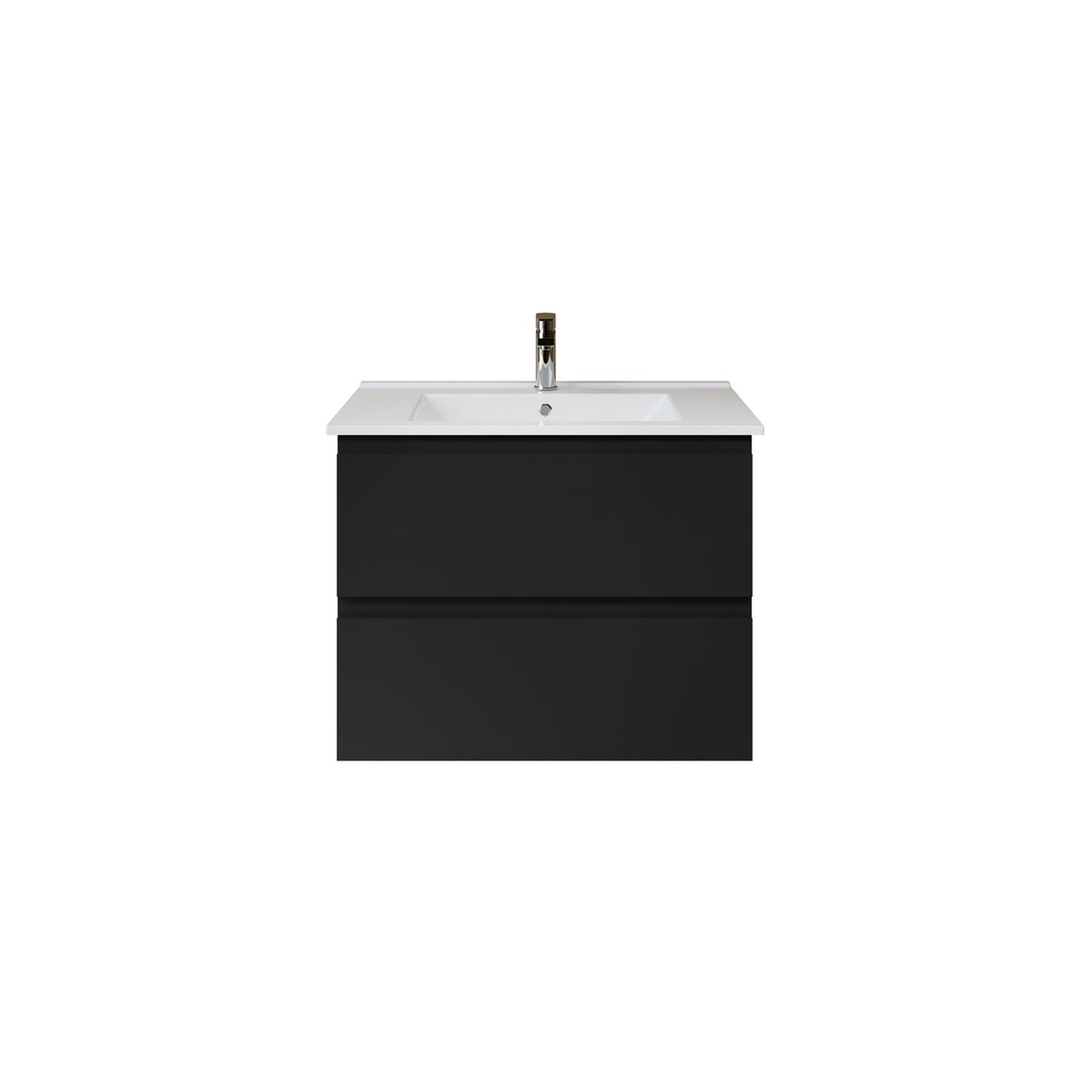 Nuvessa Wastafelonderkast 76 cm Mat zwart 2 Softclose Lades Greeploos SaniSupreme2