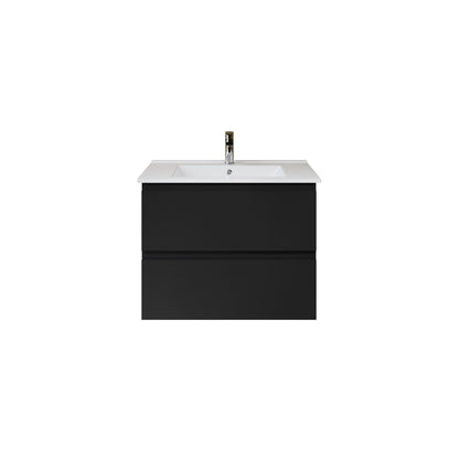 Nuvessa Wastafelonderkast 76 cm Mat zwart 2 Softclose Lades Greeploos SaniSupreme2