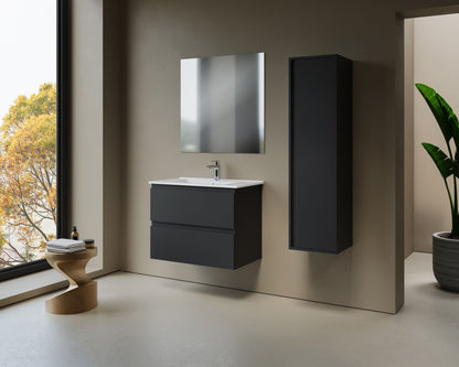 Nuvessa Wastafelonderkast 76 cm Mat zwart 2 Softclose Lades Greeploos SaniSupreme3