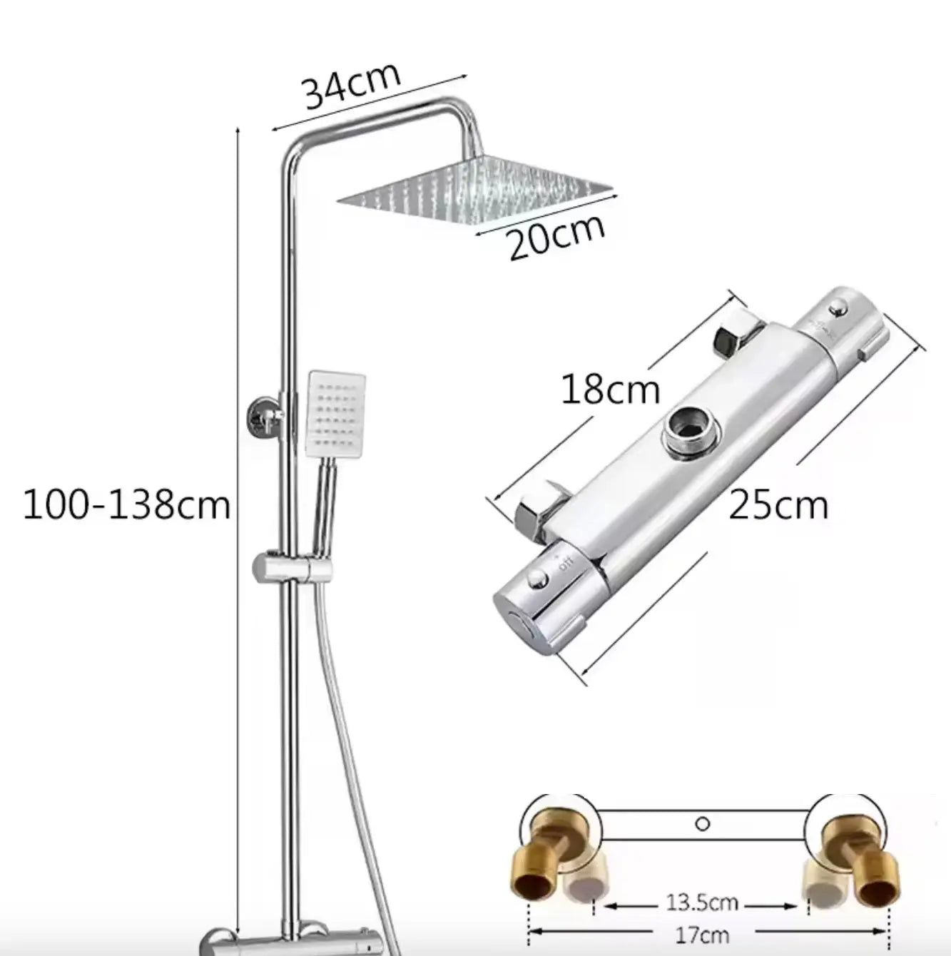 SaniSupreme Napoli Thermostatisch opbouwdoucheset 20 cm. regendouche chroom glans Sanisupreme