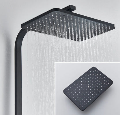 SaniSupreme Missouri LCD Ensemble de douche thermostatique en saillie 19 x 29 cm. douche à effet de pluie carré noir mat
