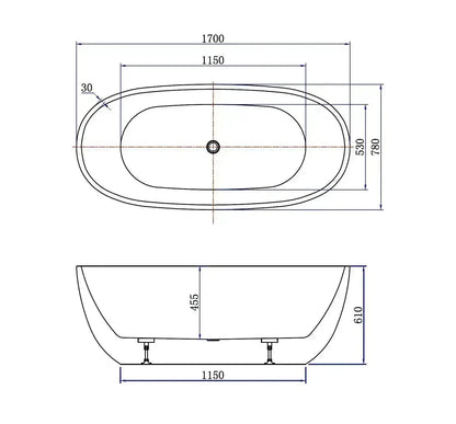 Orvessa 170 cm vrijstaand bad SaniSupreme SaniSupreme