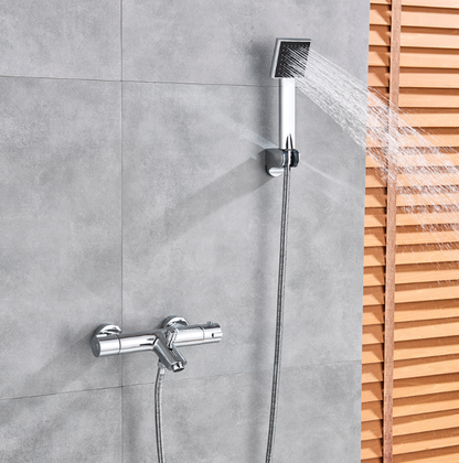 SaniSupreme Peru shower set surface-mounted mixer tap 2-way narrow with round hand shower Chrome Gloss