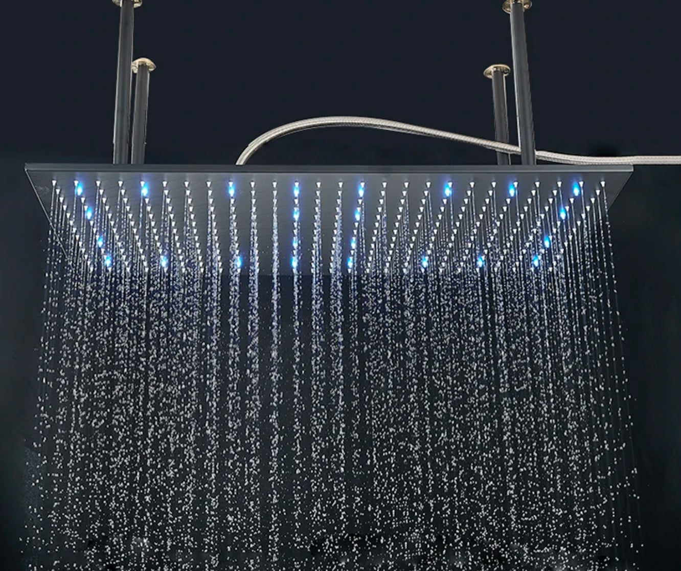 SaniSupreme® SmartPulse Plateau de douche à effet de pluie au plafond Alicante LED 40x80 cm noir mat