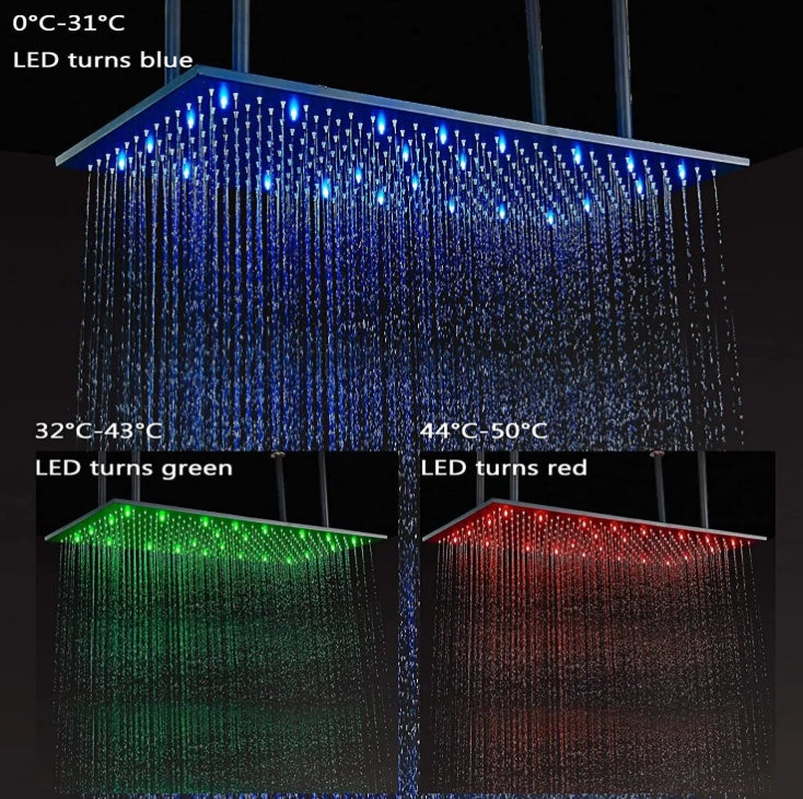 SaniSupreme® SmartPulse Plateau de douche à effet de pluie au plafond Alicante LED 40x80 cm noir mat