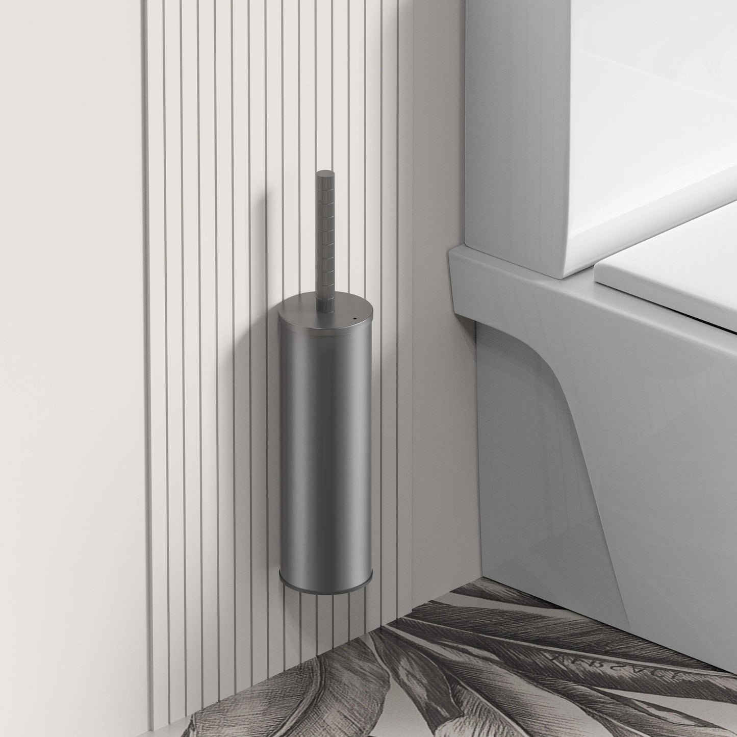 SaniSupreme toiletborstel met houder – gunmetal (PVD) – hangend & vrijstaand – met kunststof binnenpot Sanisupreme