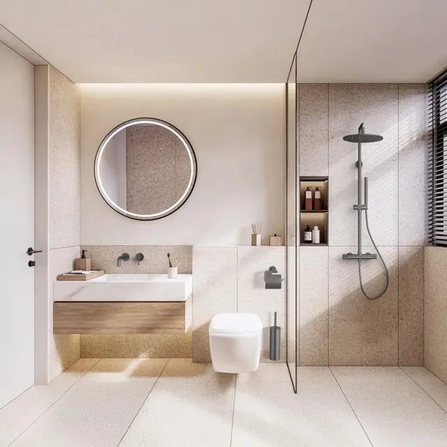 SaniSupreme Stria premium Inbouw Wastafelkraan Afbouwdeel Cold Start Verfijnde Ribbelhendel-Gunmetal SaniSupreme