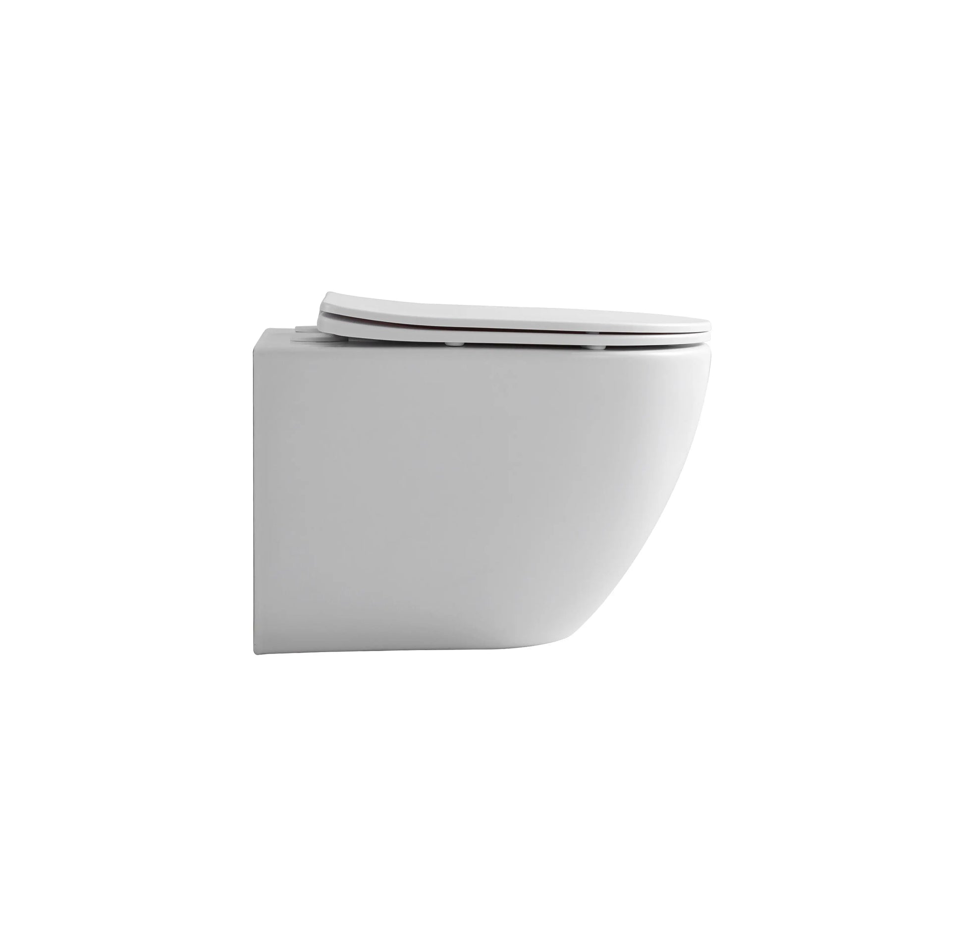 SaniSupreme Aloni Pro hangtoilet / ophang WC – tornado flush – randloos – met zitting – compact 49 cm – mat wit SaniSupreme