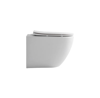 SaniSupreme Aloni Pro hangtoilet / ophang WC – tornado flush – randloos – met zitting – compact 49 cm – mat wit SaniSupreme