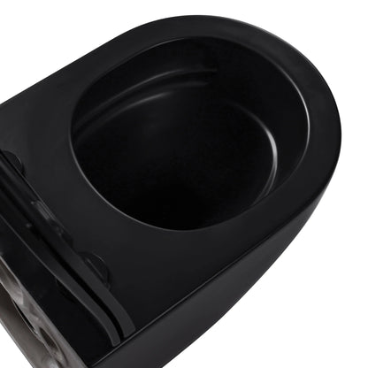 SaniSupreme Aloni Pro hangtoilet / ophang WC – tornado flush – randloos – met zitting – compact 49 cm – mat zwart SaniSupreme