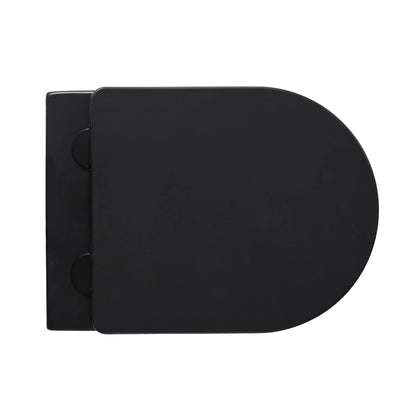 SaniSupreme Aloni Pro hangtoilet / ophang WC – tornado flush – randloos – met zitting – compact 49 cm – mat zwart SaniSupreme