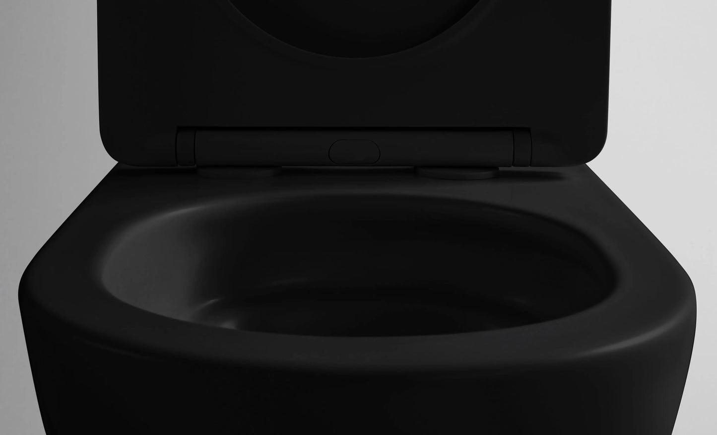 SaniSupreme Aloni Pro hangtoilet / ophang WC – tornado flush – randloos – met zitting – compact 49 cm – mat zwart SaniSupreme