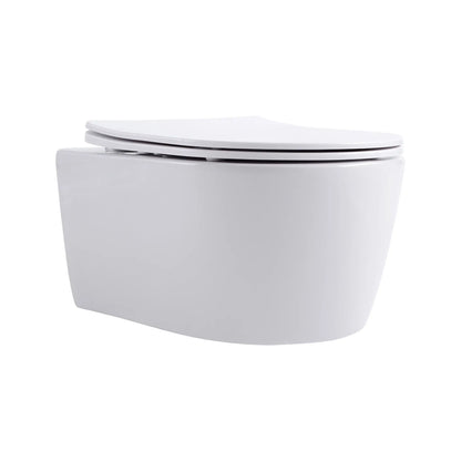 SaniSupreme Aloni Pro hangtoilet / ophang WC – randloos – met zitting – compact 49 cm – mat wit SaniSupreme