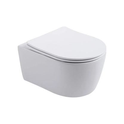 SaniSupreme Aloni Pro hangtoilet / ophang WC – randloos – met zitting – compact 49 cm – mat wit SaniSupreme