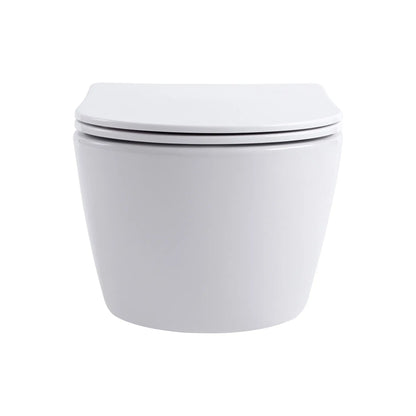 SaniSupreme Aloni Pro hangtoilet / ophang WC – randloos – met zitting – compact 49 cm – mat wit SaniSupreme