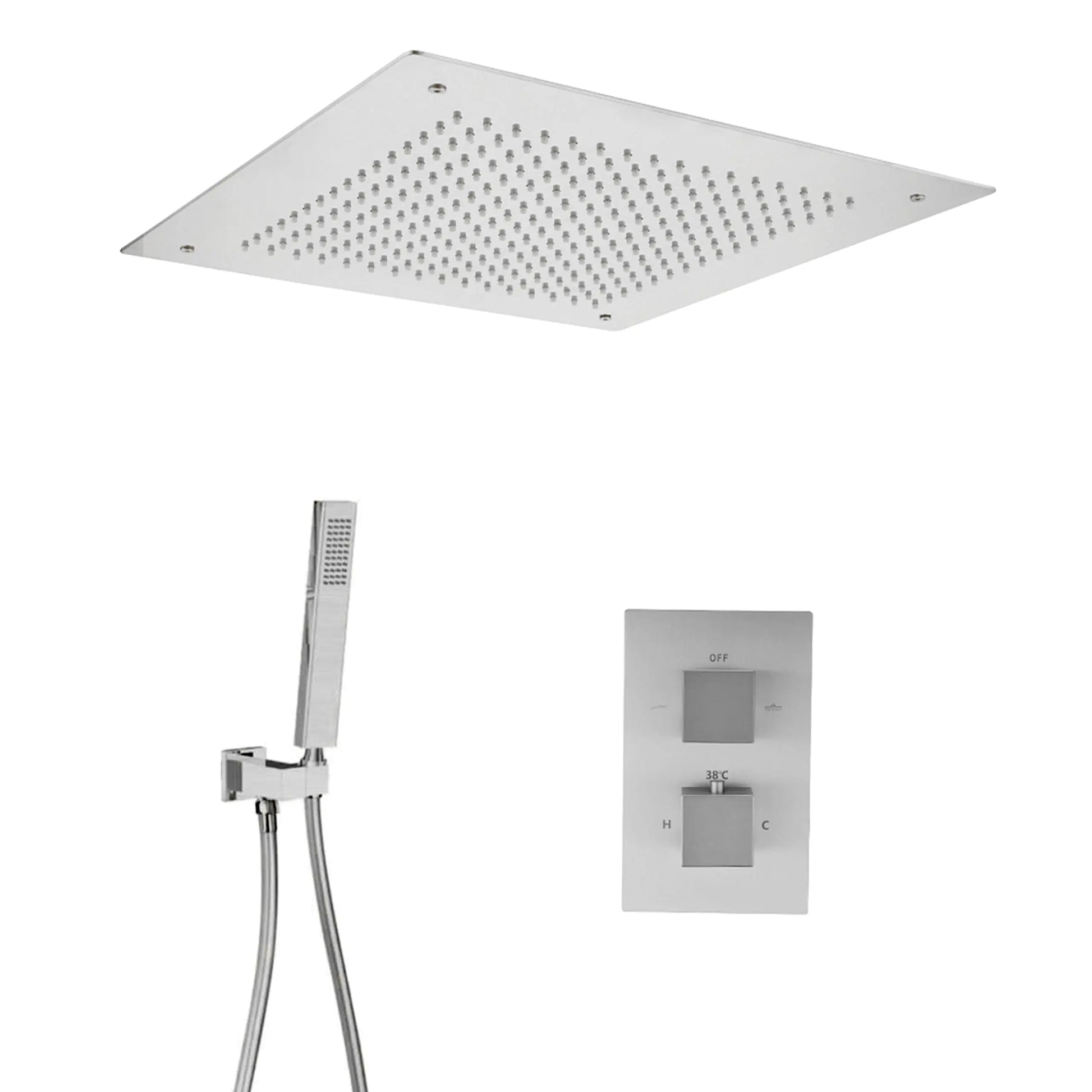 SaniSupreme®  Plafond Thermostatische Doucheset Porlezza 2 weg 40 cm RVS geborsteld Sanisupreme